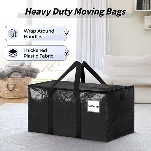 Heavy Duty Moving Bags by [Brand Name] - 8 Pack Extra Large Storage Bins with Lids & Reinforced Handles | Ideal for Clothes, Dorms & College Supplies