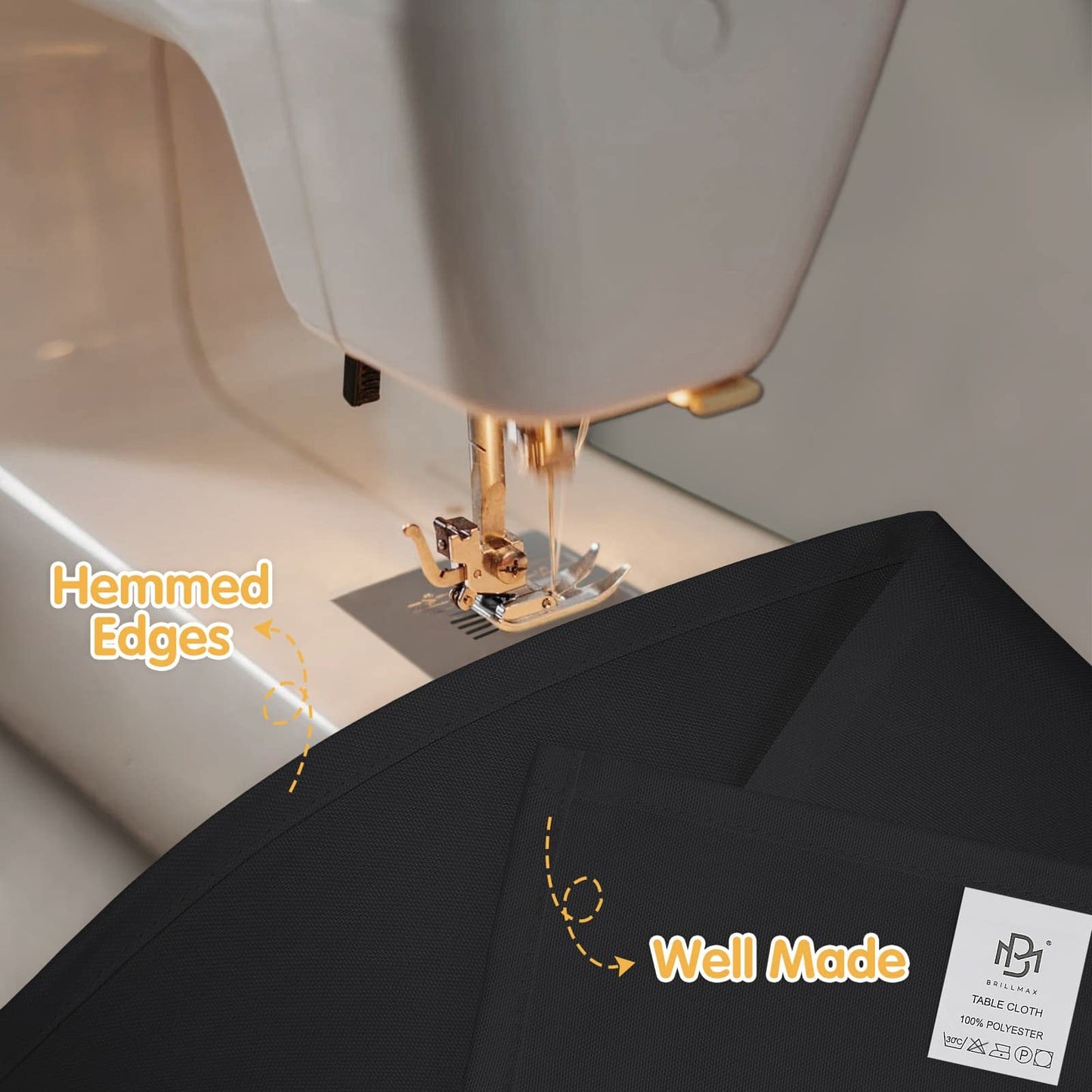 BRILLMAX 6 Pack Black Tablecloths 60 x 126 Inch for 8ft Rectangle Tables - 150 GSM Polyester Fabric, 15" Standard Drop, Water, Stain & Wrinkle Resistant Cloth Cover for Wedding Banquet Dining Buffet