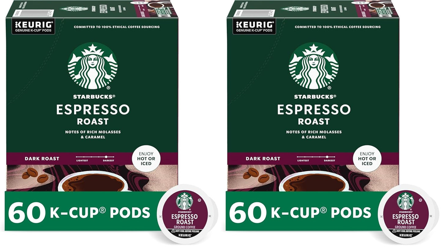 Starbucks K-Cup Coffee Pods - Dark Roast Espresso for Keurig | 100% Arabica, 120 Pods Total