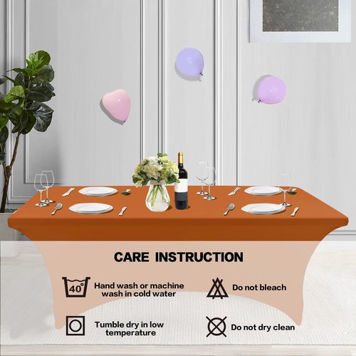 IVAPUPU 4FT Table Cloth for Rectangular Fitted Events Stretch Caramel Table Covers Washable Cover Spandex Tablecloth Protector for Party, Wedding, Cocktail, Banquet, Festival