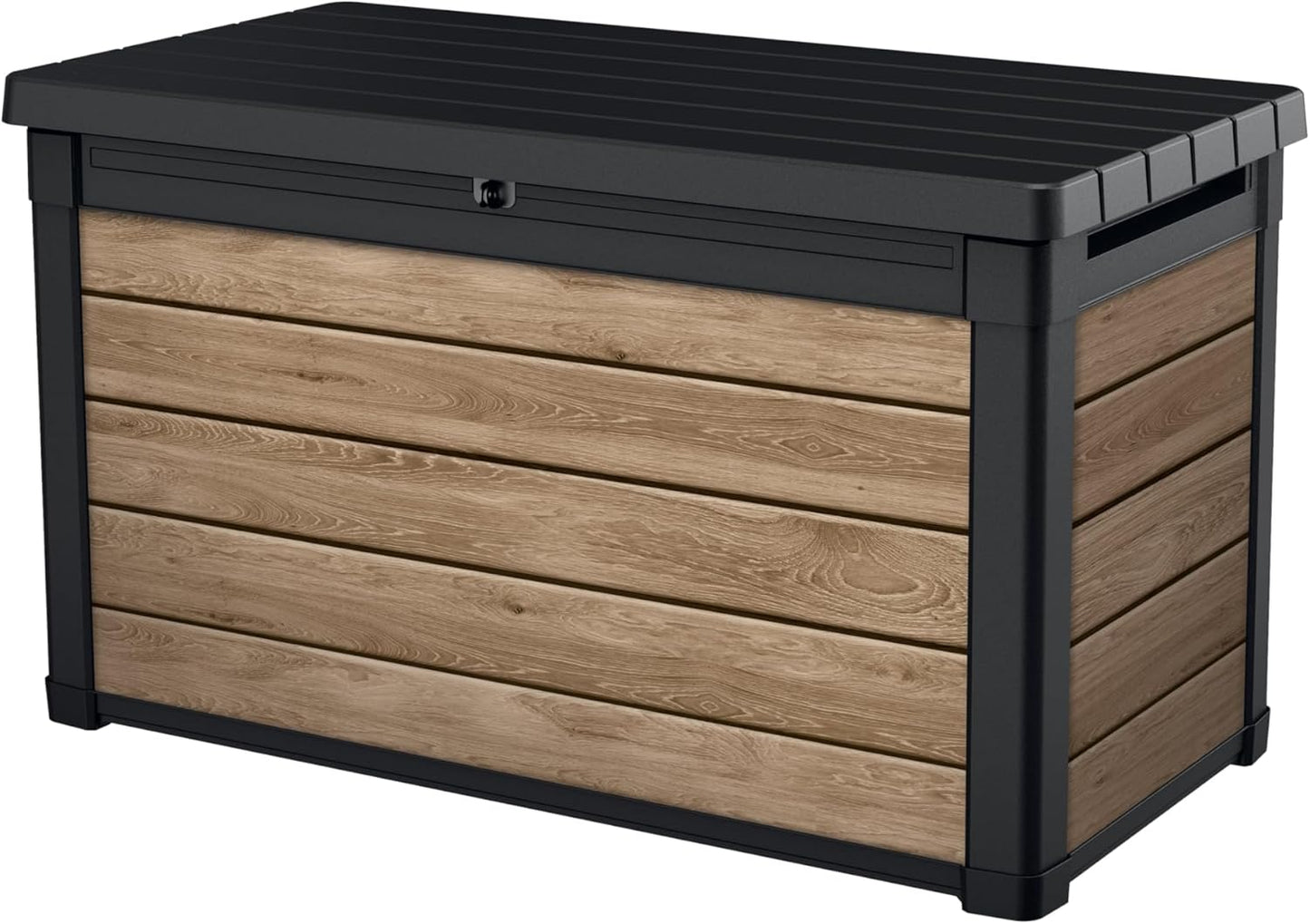 Keter Ashwood 100 Gallon Resin Deck Box - Outdoor Storage for Patio Furniture, Cushions & Tools | Brown