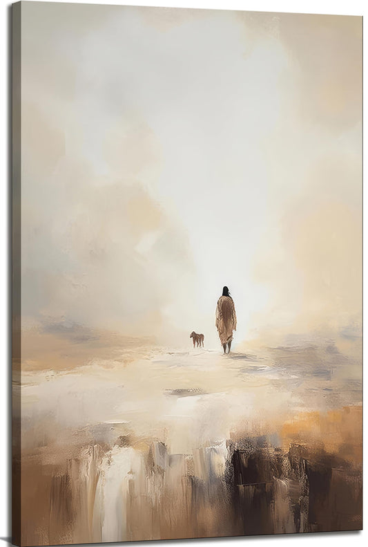Christian Canvas Wall Art Jesus Leaves The 99 Sheep Bible Parable Story Lost Sheep Religion Painting Picture Wall Decor Poster Print for Living room Bedroom Office Home Decoration