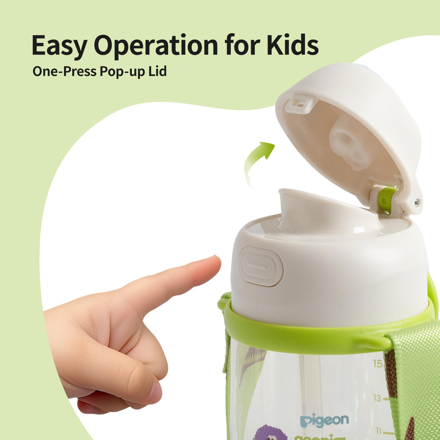 Pigeon PPSU Kids Water Bottle, 17oz/500ml – Dual Spouts, BPA-Free, Leak-Proof, One-Click Lid & Adjustable Strap, Durable for School & Outdoor, Ages 3+, Talkative and Friends