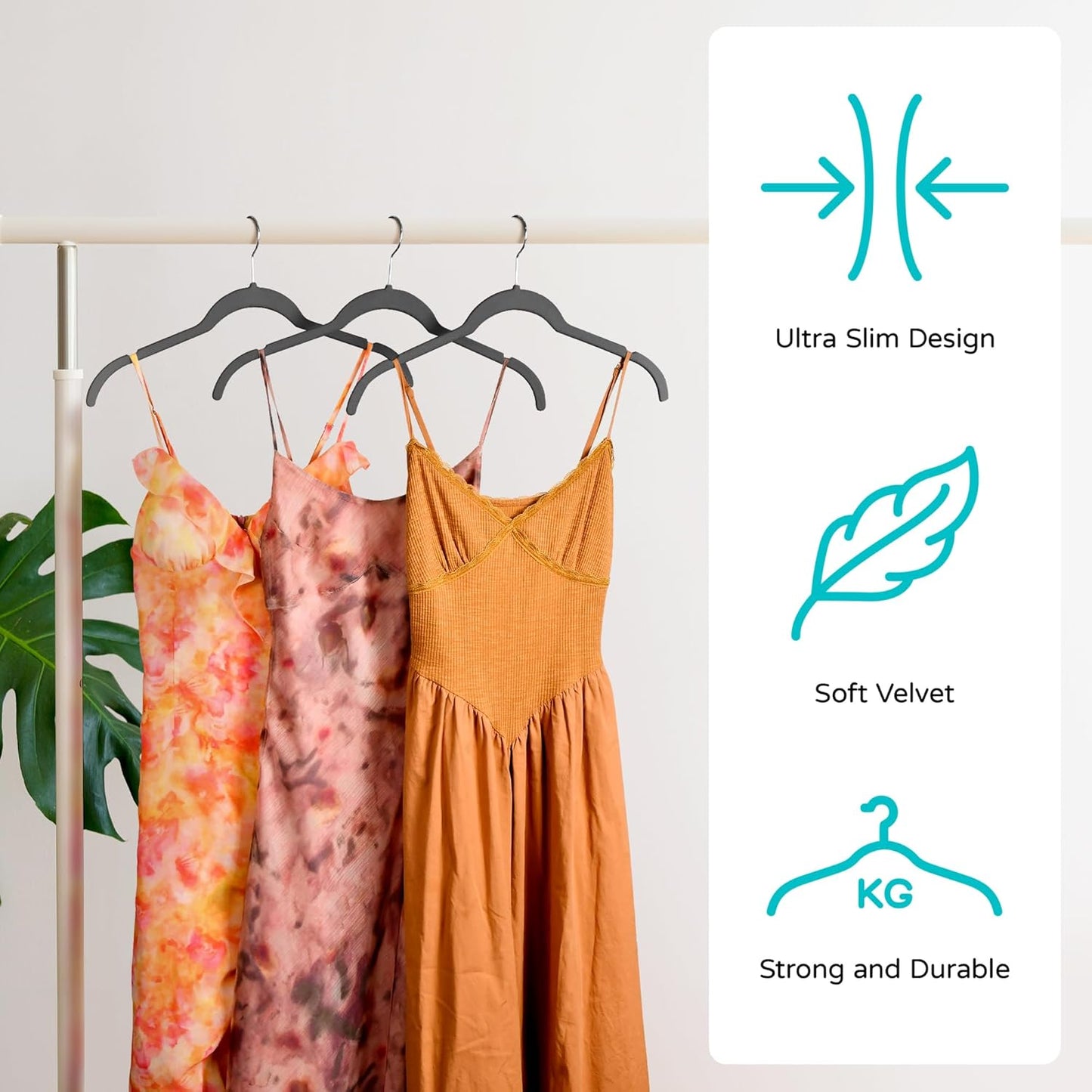 Sishynio Premium Velvet Hangers - Space-Saving Non-Slip Closet Organizer, 30 Pack in Black