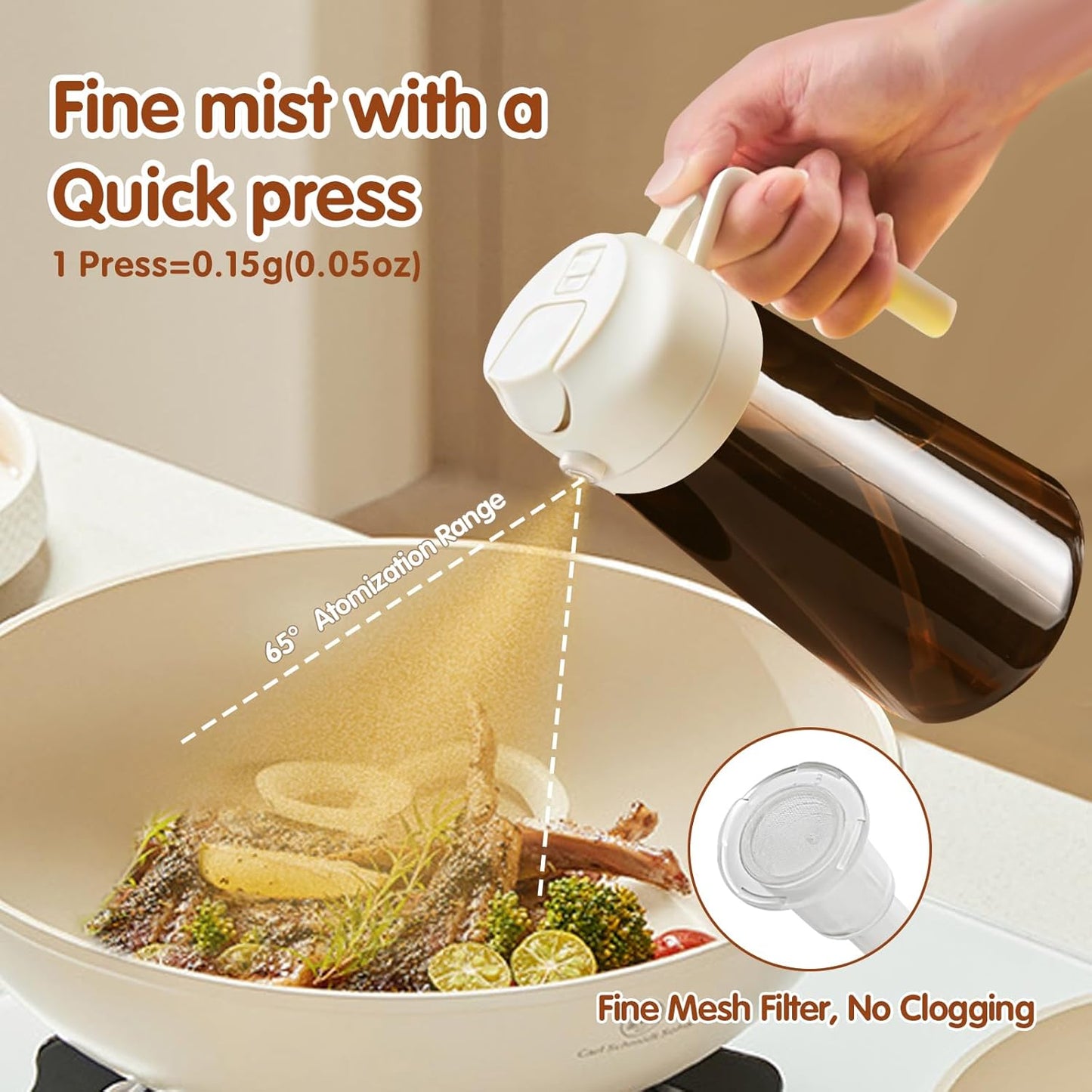 YARRAMATE Light Blocking Oil Sprayer - 16oz Food-Grade Olive Oil Dispenser Bottle | Premium Dark Amber Glass for Cooking