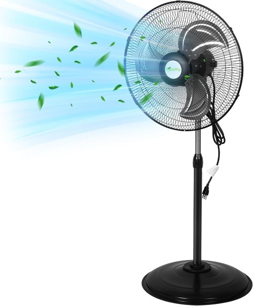 Hykolity 18" High Velocity Oscillating Fan - 3850 CFM, 3-Speed Heavy Duty Metal Design for Garage & Home