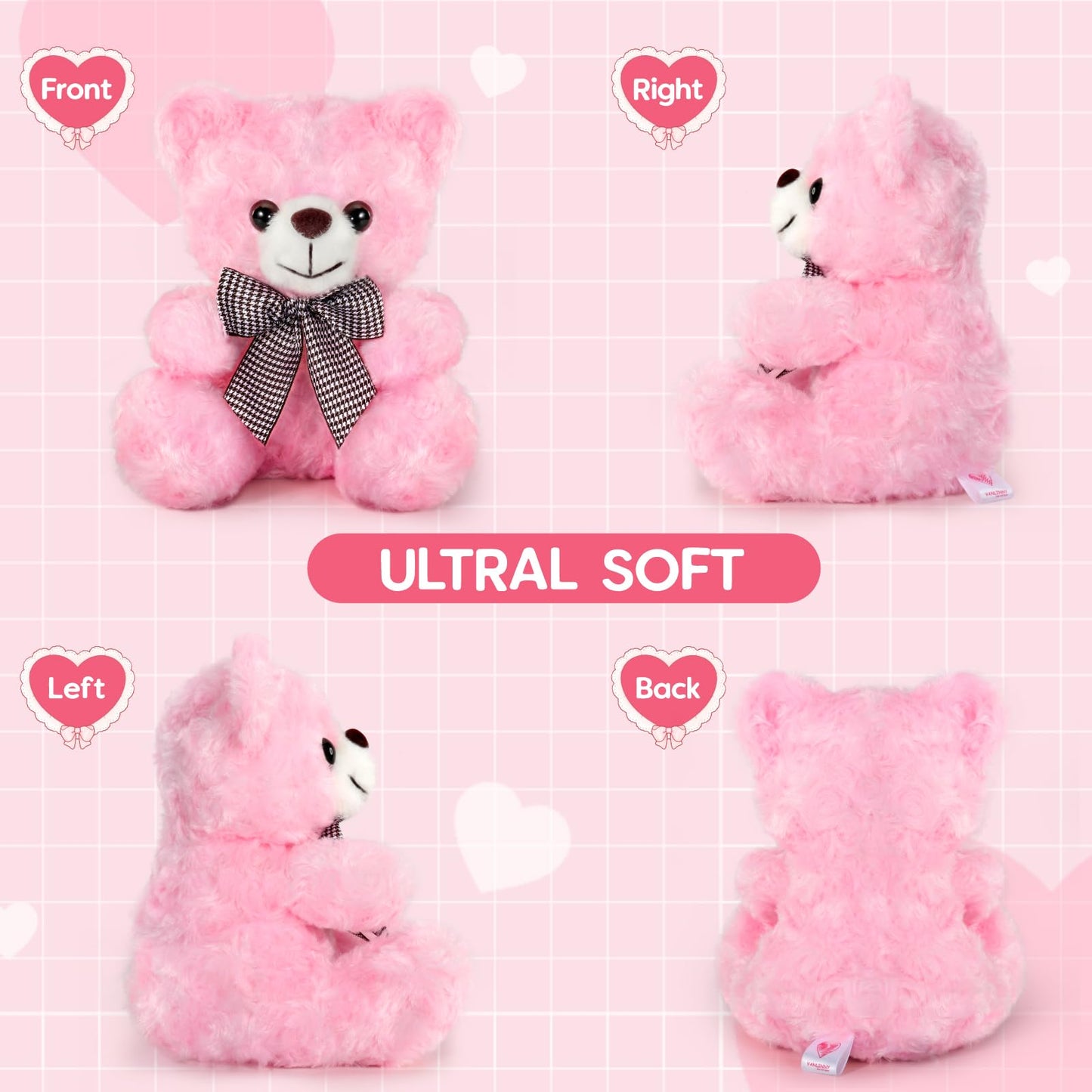 Mothers Day Bear Gifts for Mom, Pink Teddy Bear Stuffed Animal, Valentines Day Gifts for Kids, Bear Gifts for Girlfriend, 8″ Soft Stuffed Bear Toy for Kids 3+, Teddy Bear Baby Shower Deco