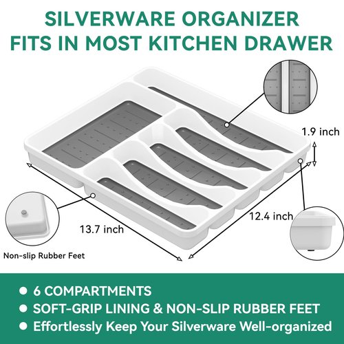 49-Piece Silverware Set with Organizer, Stainless Steel Flatware Utensils Set for 8, Forks and Spoons Silverware Set Cutlery Set with Steak Knives, Dishwasher Safe