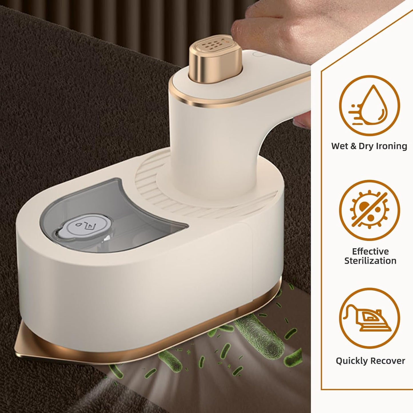 Skiennix Mini Travel Steam Iron - Portable Handheld Steamer with Dual Voltage & Quick Heat Up | Lightweight Non-Stick Soleplate