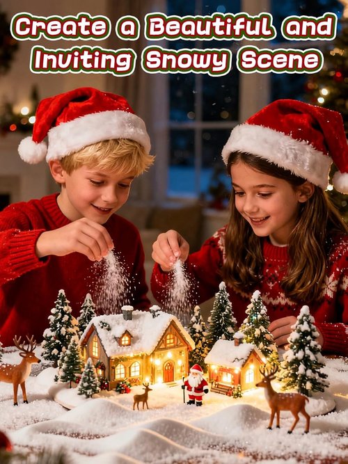 Biggun Water-Free Fake Snow - Lifelike Fire-Resistant Dry Faux Snow for Christmas Village Decor | 8.8 Oz