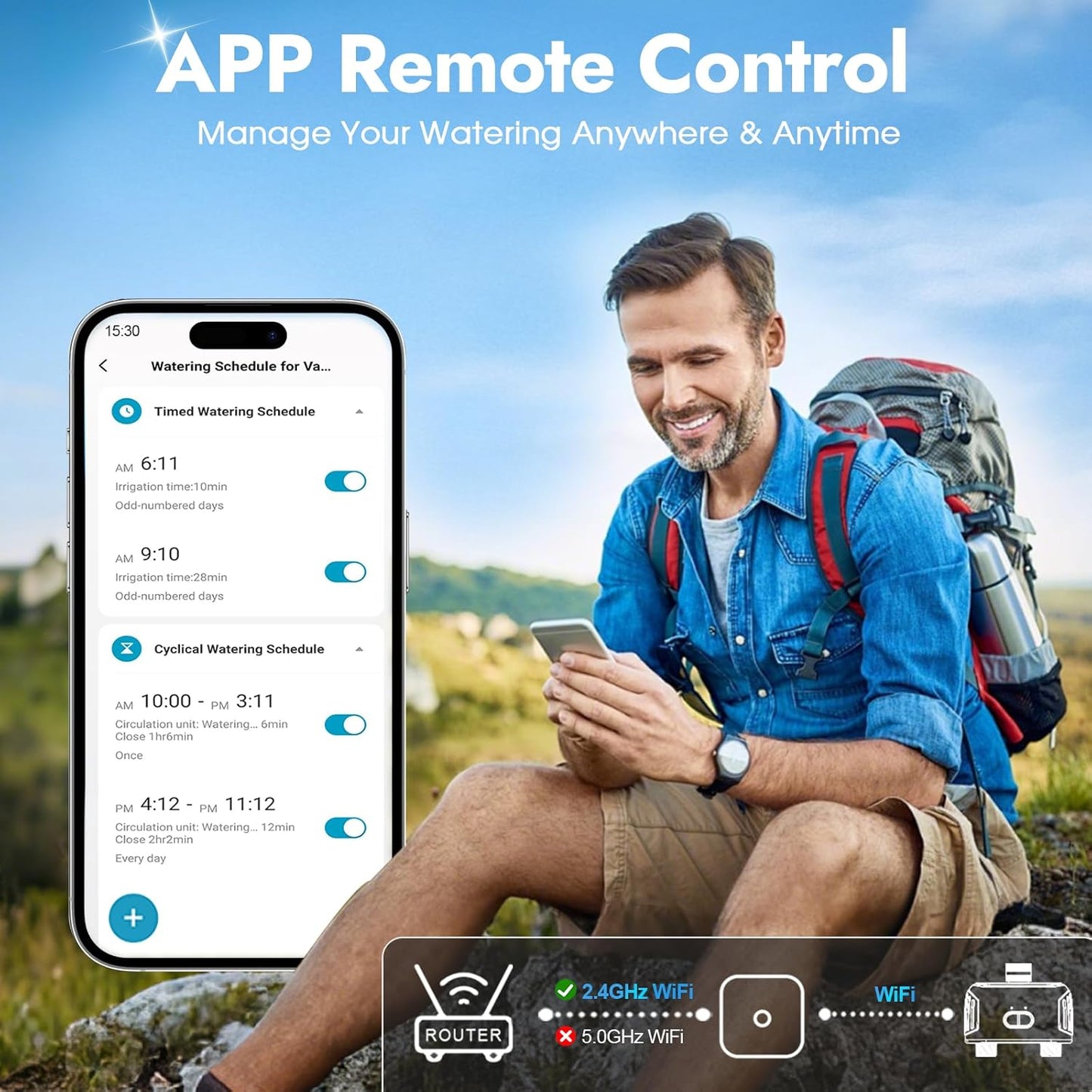 Skiennix WiFi Water Timer - 2 Zones Brass Inlet Sprinkler Timer with APP Control & Voice Activation