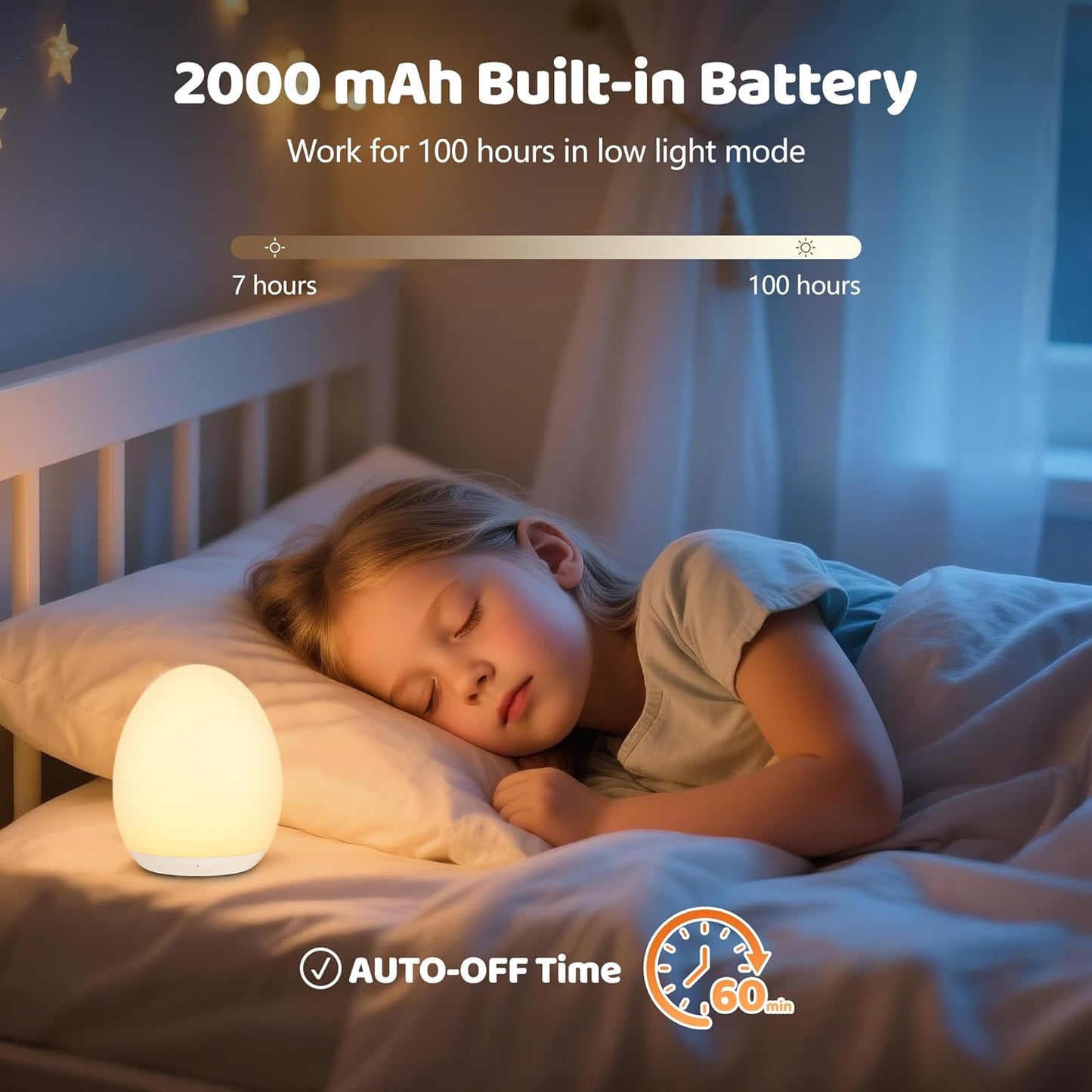 MediAcous Night Light - Soft Silicone Touch Lamp with 7 Color Changing Options | Rechargeable & Dimmable for Nursery