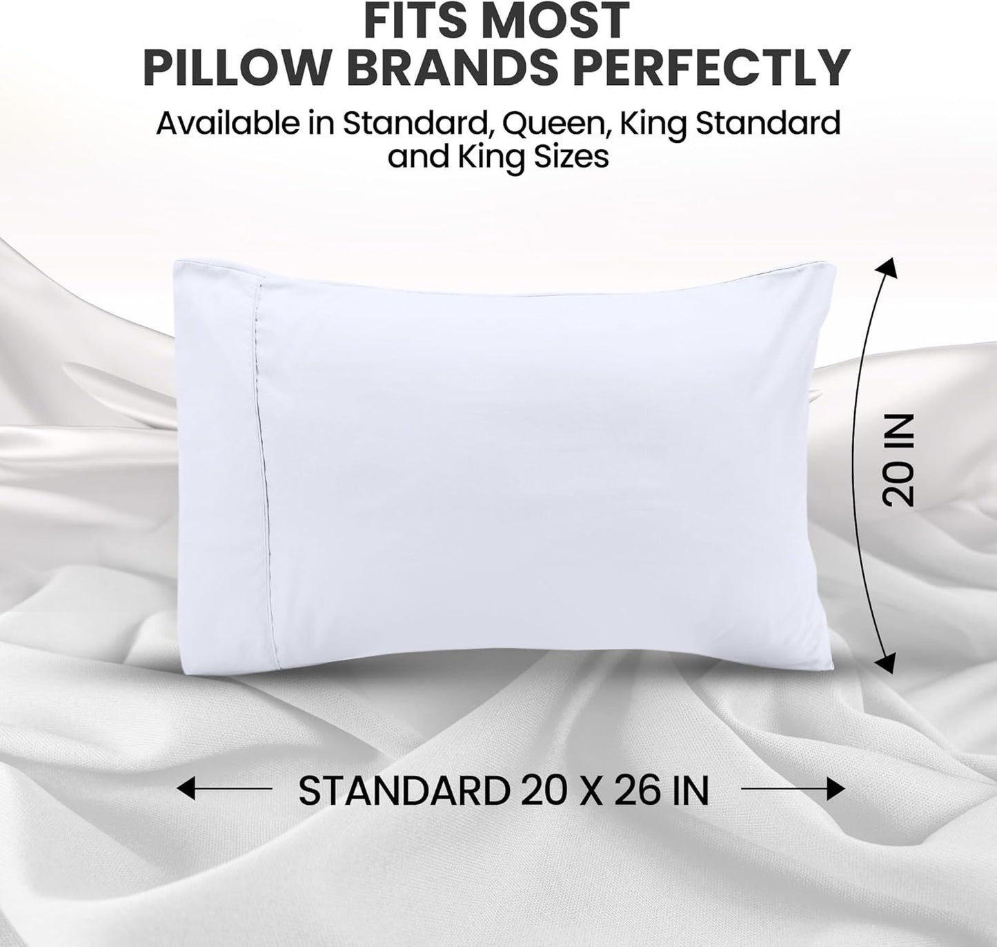 Utopia Bedding Standard Pillow Cases - Soft Brushed Microfiber - 2 Pack, Fade Resistant, 20 X 26 Inches | White