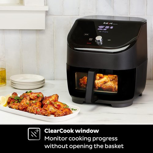 Instant Pot Vortex Plus 6QT Air Fryer - Clear Windows, 6-in-1 Functions, Custom Programs, Black