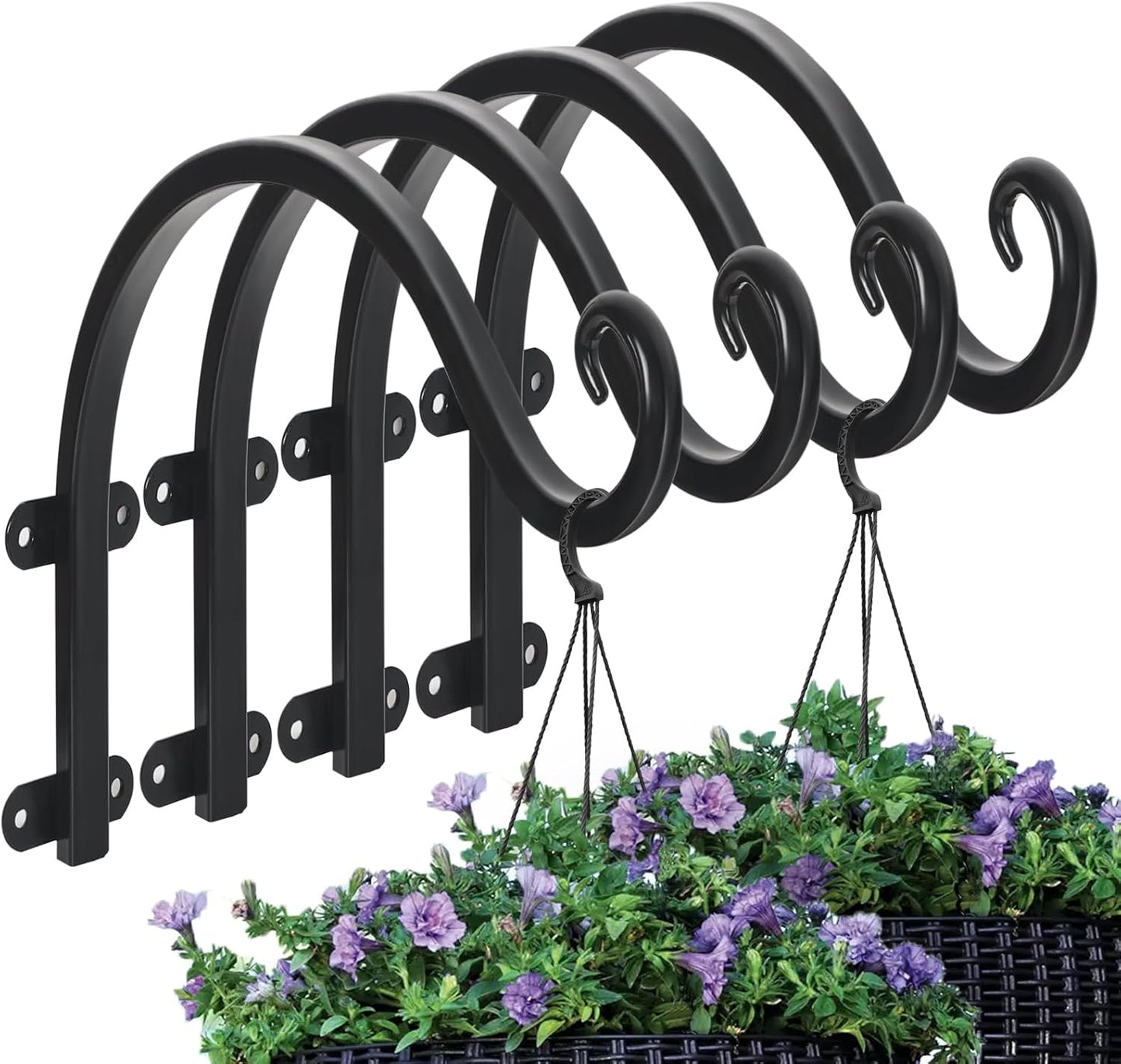 Sturdy 12-Inch Plant Hanger Hooks by [Brand Name] - Versatile Bracket for Indoor/Outdoor Use | Black