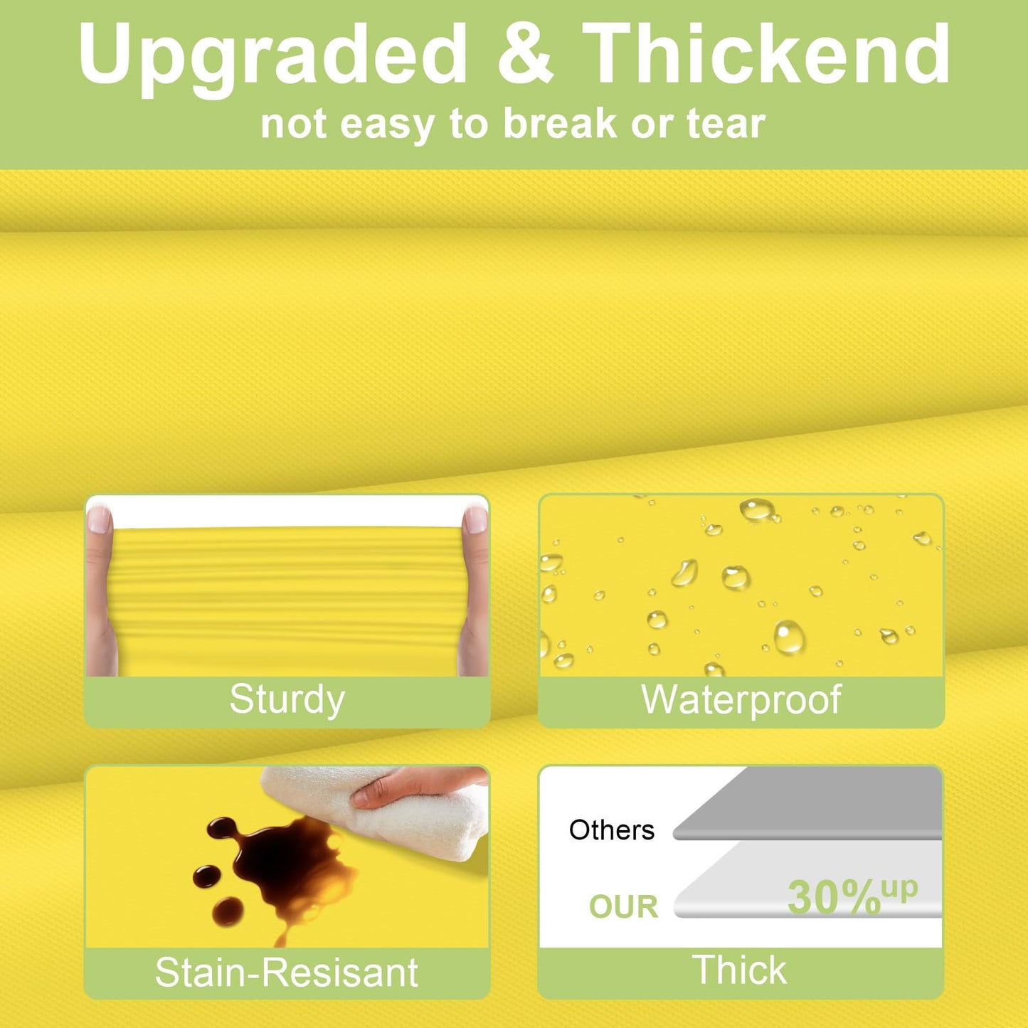 QIKSION Yellow Plastic Table Cloth Disposable 2 Pack, 54 x 108 Inch Tablecloths for Birthday Party, Easter Decorations, Rectangle Table Cover