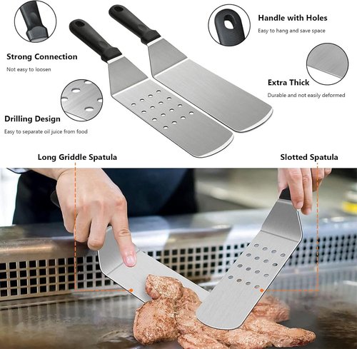 Blackstone Griddle Accessories - 30PCS Grilling Set with Spatula, Basting Cover & Egg Rings for BBQ & Camping