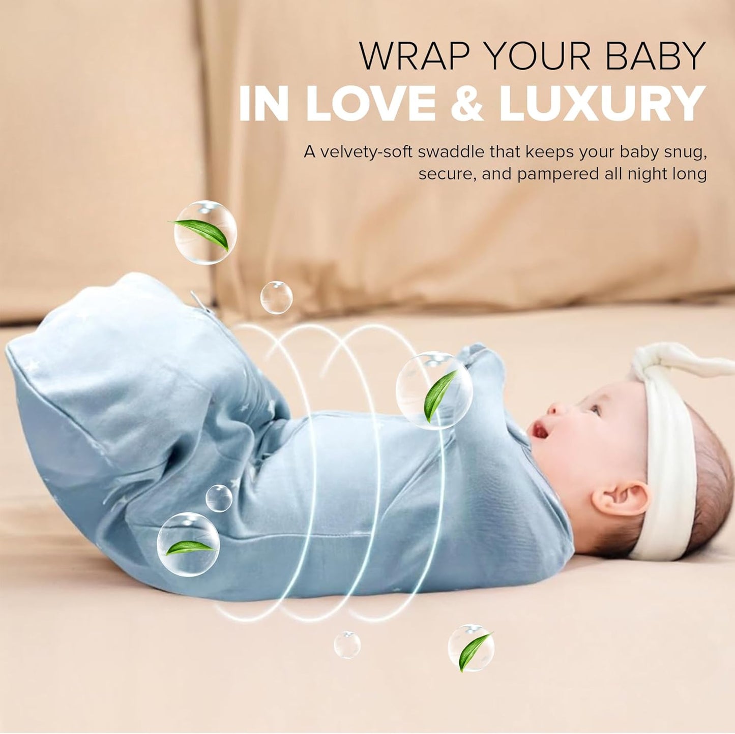 Skiennix Baby Sleep Swaddle - 2-Way Zipper Sleep Sack for Newborns (Honey Cream, Small 0-3 Months)