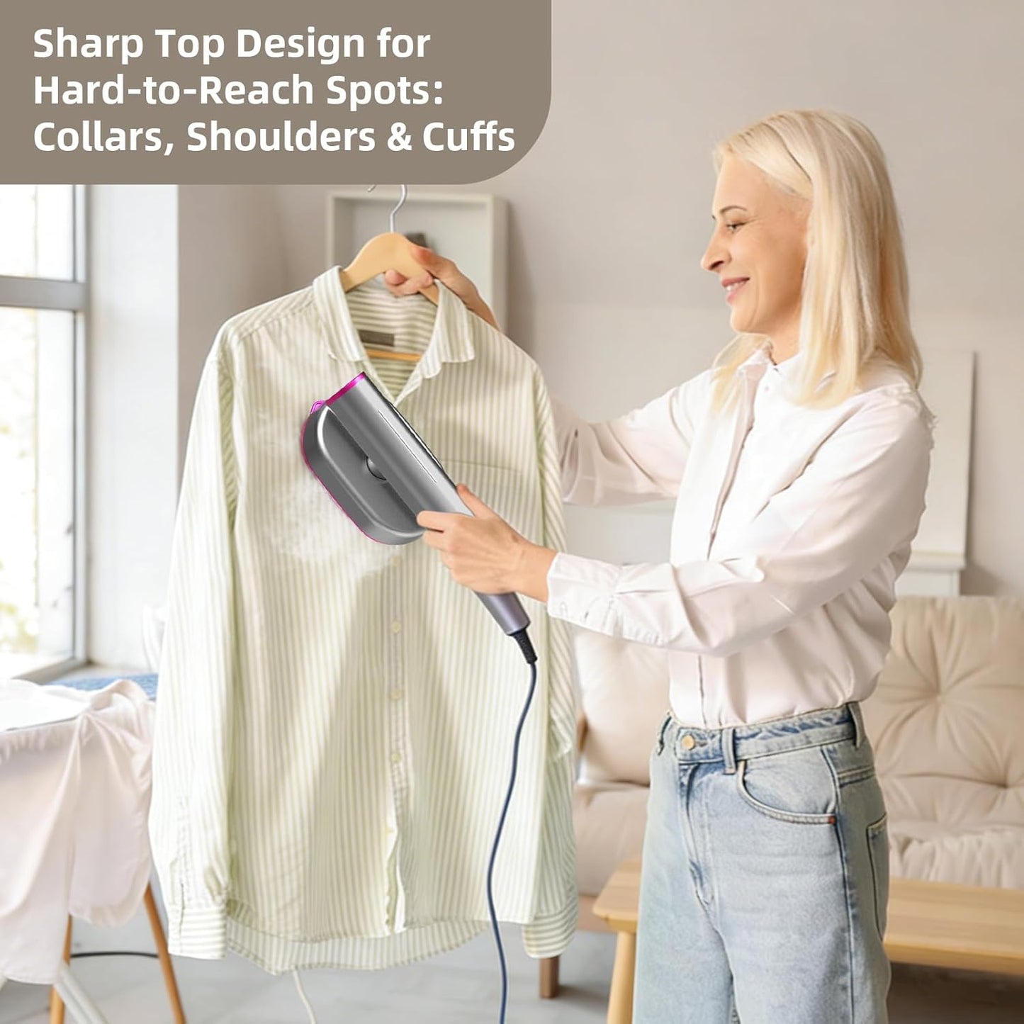 Skiennix Travel Steamer | 2-in-1 Handheld Garment Steamer & Iron | Fast 15s Heat-Up, 1200W, Rose Red