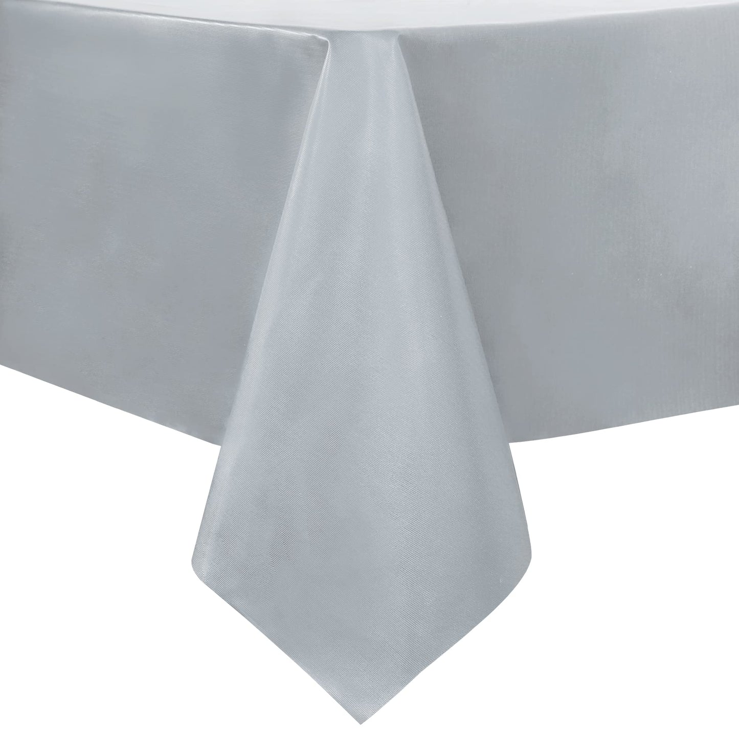 sancua 100% Waterproof Rectangle PVC Tablecloth - 60 x 84 Inch - Oil Proof Spill Proof Vinyl Table Cloth, Wipe Clean Table Cover for Dining Tables, Buffet Parties and Camping, Silver Grey