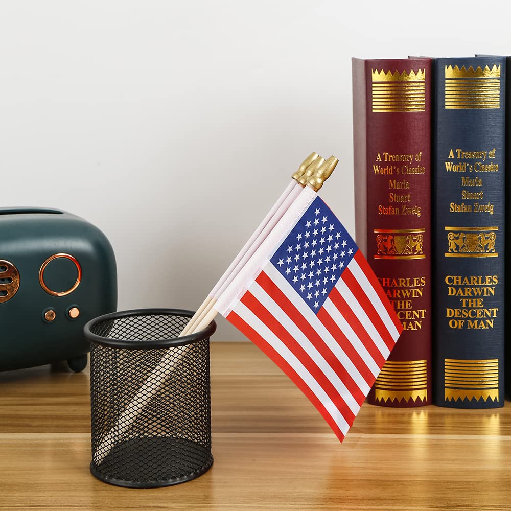 Lebei American Flag Mini Small US USA Handheld Stick Flags 4x6 Inch 12 Pack