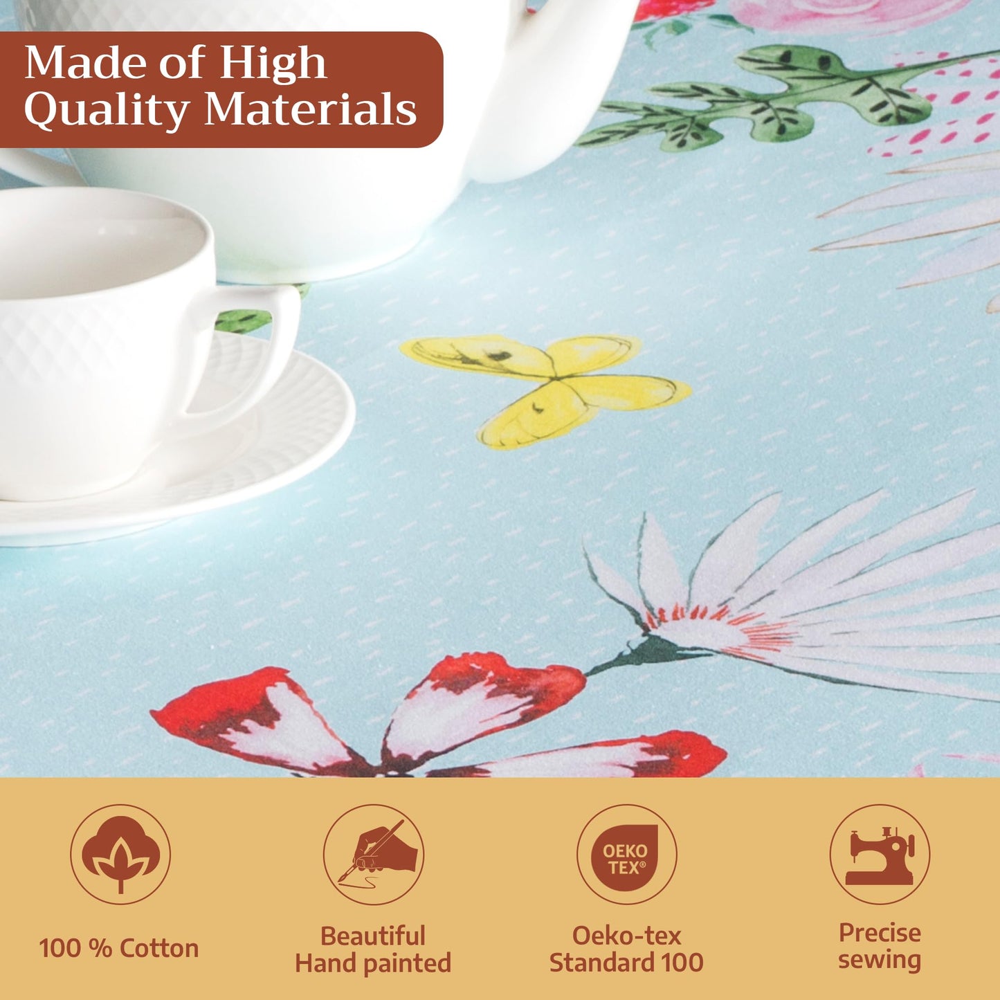 Maison d' Hermine Table Cloth Square Table 100% Cotton 60 x 60 Inches Tablecloth Reusable Decorative for Dining Kitchen Room Farmhouse Home Gifts for Mothers Day Spring Summer - Jardin D'Ete - Mint