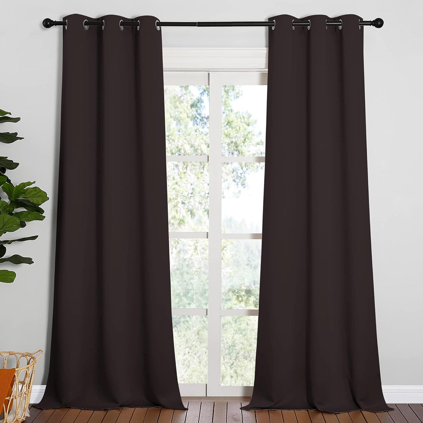 NICETOWN Blackout Window Curtains - Thermal Insulated Grommet Drapes for Bedroom & Living Room | Brown, Set of 2 (W42 x L90)
