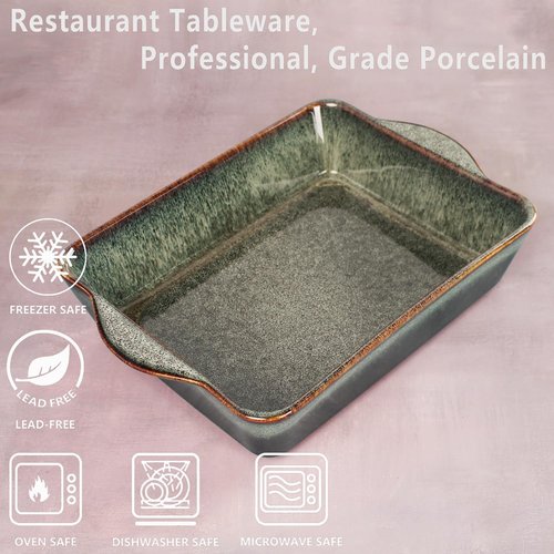**Regine Switzerland Ceramic Casserole Baking Dish - 2 Quart Oven Safe Bakeware | Durable Lasagna Pan, 10 x 8 Inch**