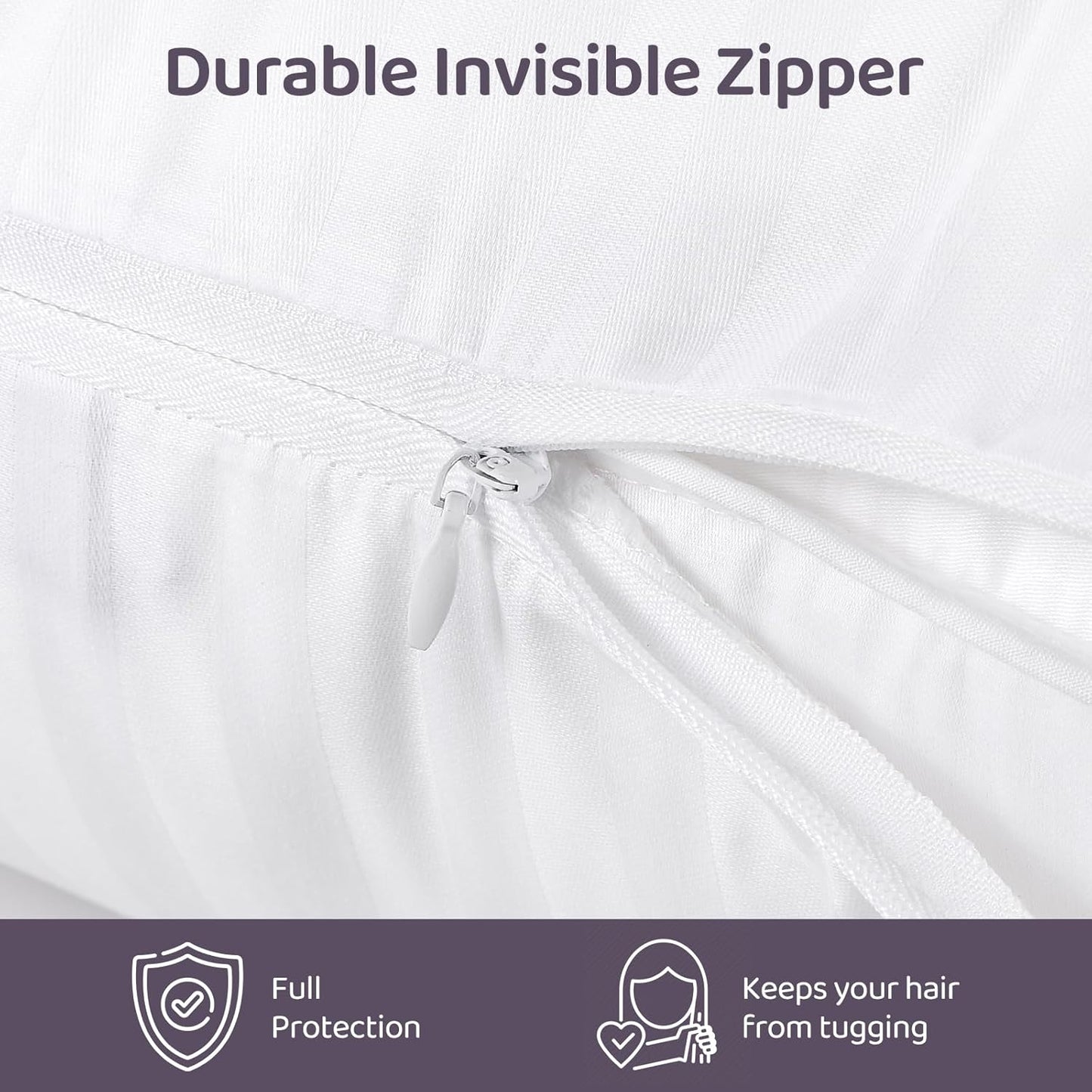 Skiennix 100% Cotton Pillow Case Protector - Soft Hotel Grade Zipper Covers, Standard Size (20x26), 4 Pack, Oeko-TEX Certified