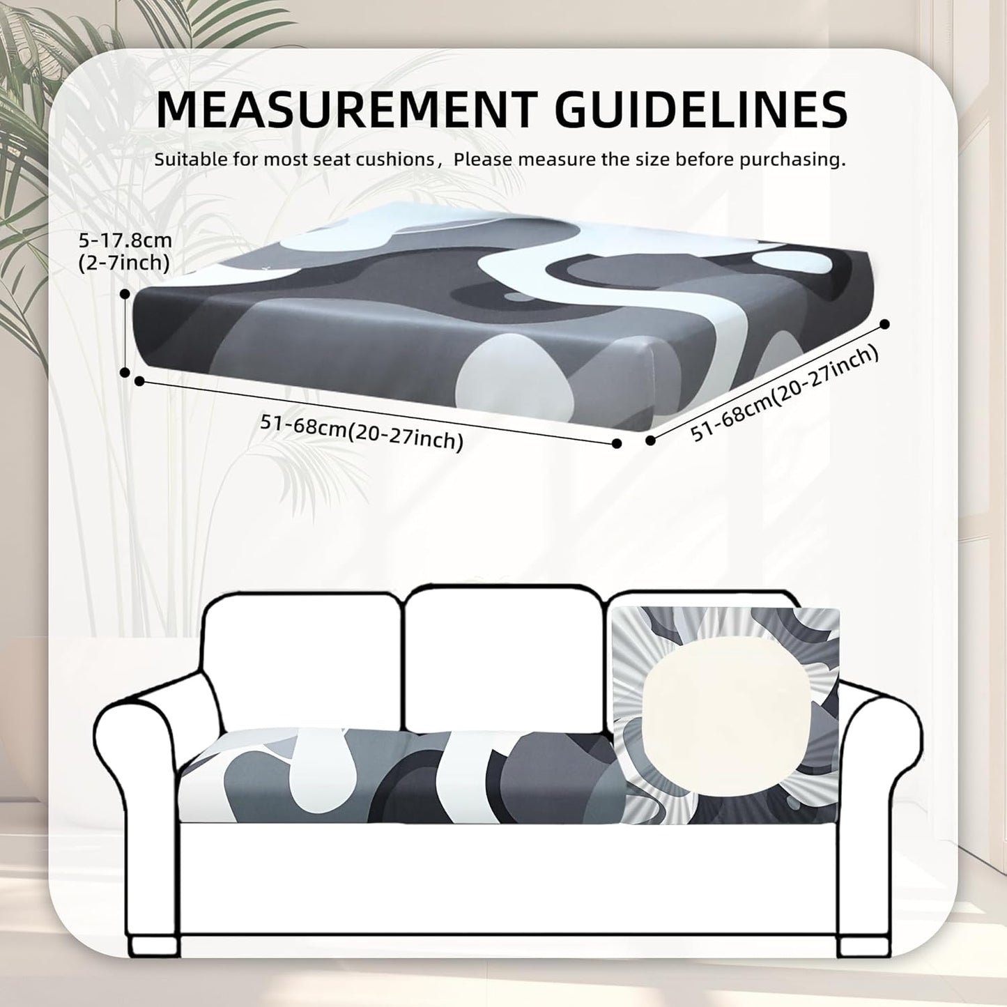 Skiennix 8-Piece Stretch Patio Cushion Covers - Washable Black Camouflage Slipcovers for Outdoor Furniture