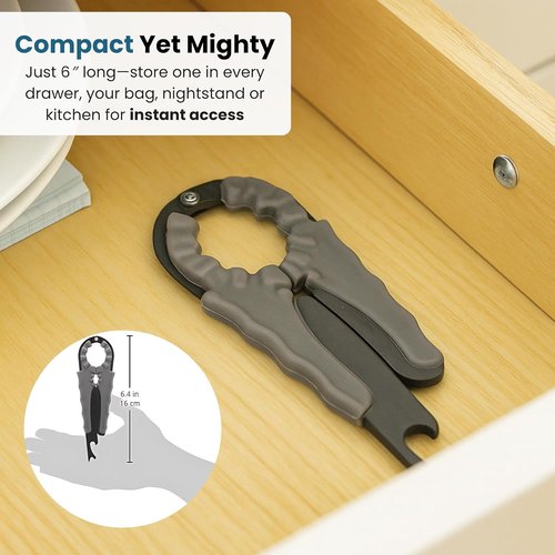 Jokari Multi Bottle Opener - 3-in-1 Easy Grip Tool for Jars, Bottles & Cans | Arthritis Aid, Black