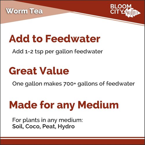 Bloom City Organic Earthworm Tea Concentrate - Compost & Bokashi Booster, Quart (32 oz)
