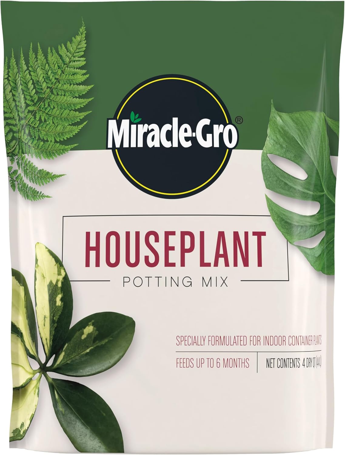Miracle-Gro Houseplant Potting Mix - Fertilized Indoor Soil for Containers | Less Gnats, 4 Qt