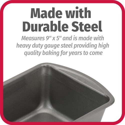 GoodCook Nonstick Loaf Pan Heavy-Duty Steel Bakeware with Easy-Clean Non-Stick Coating, Oven & Dishwasher Safe Pan for Meatloaf Breads Cakes Brownies Lasagnas Casseroles & More, 9 x 5-Inch, Gray