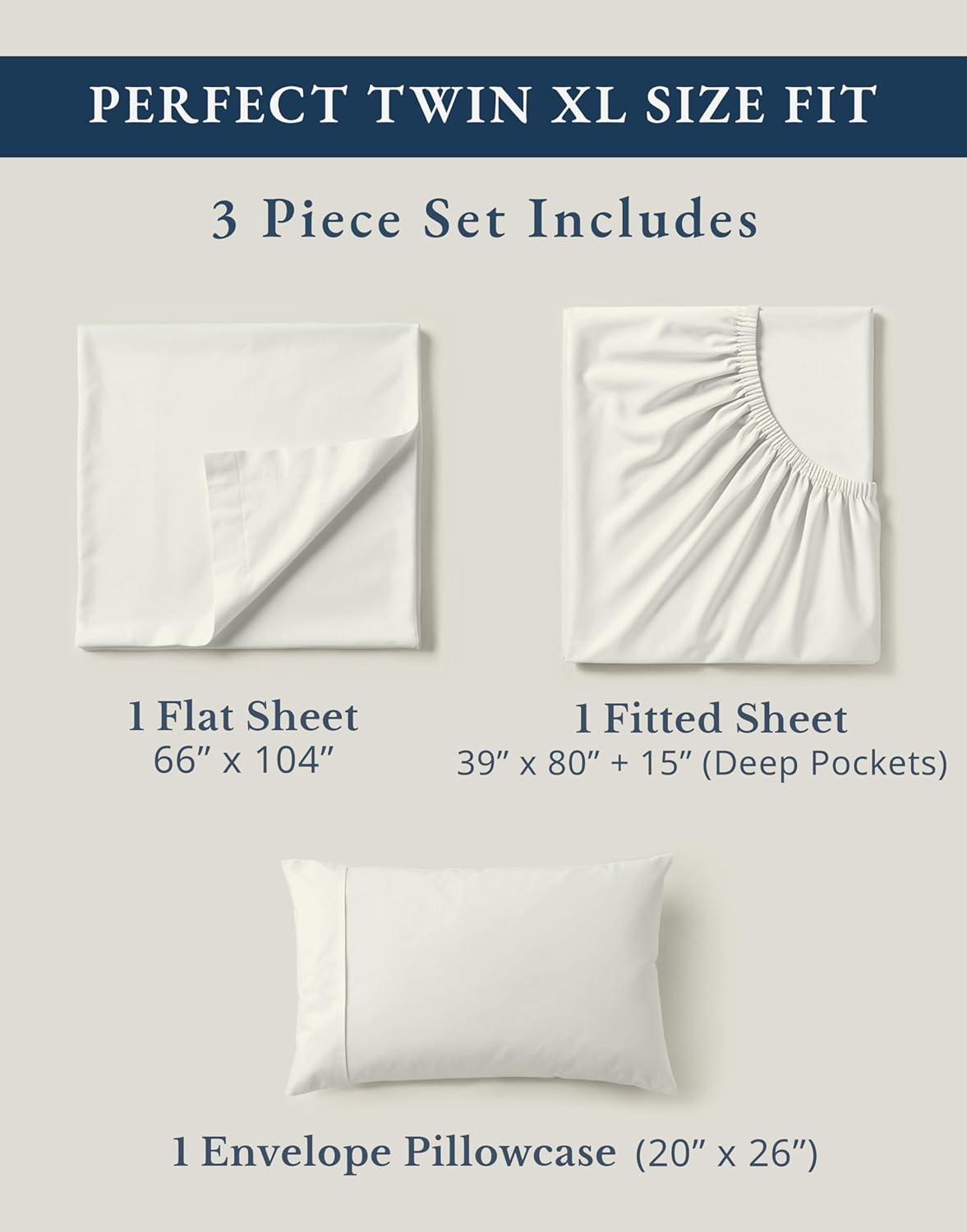 LANE LINEN Twin XL Sheets Set - 100% Organic Cotton, Soft Percale, Breathable, Glacier Grey