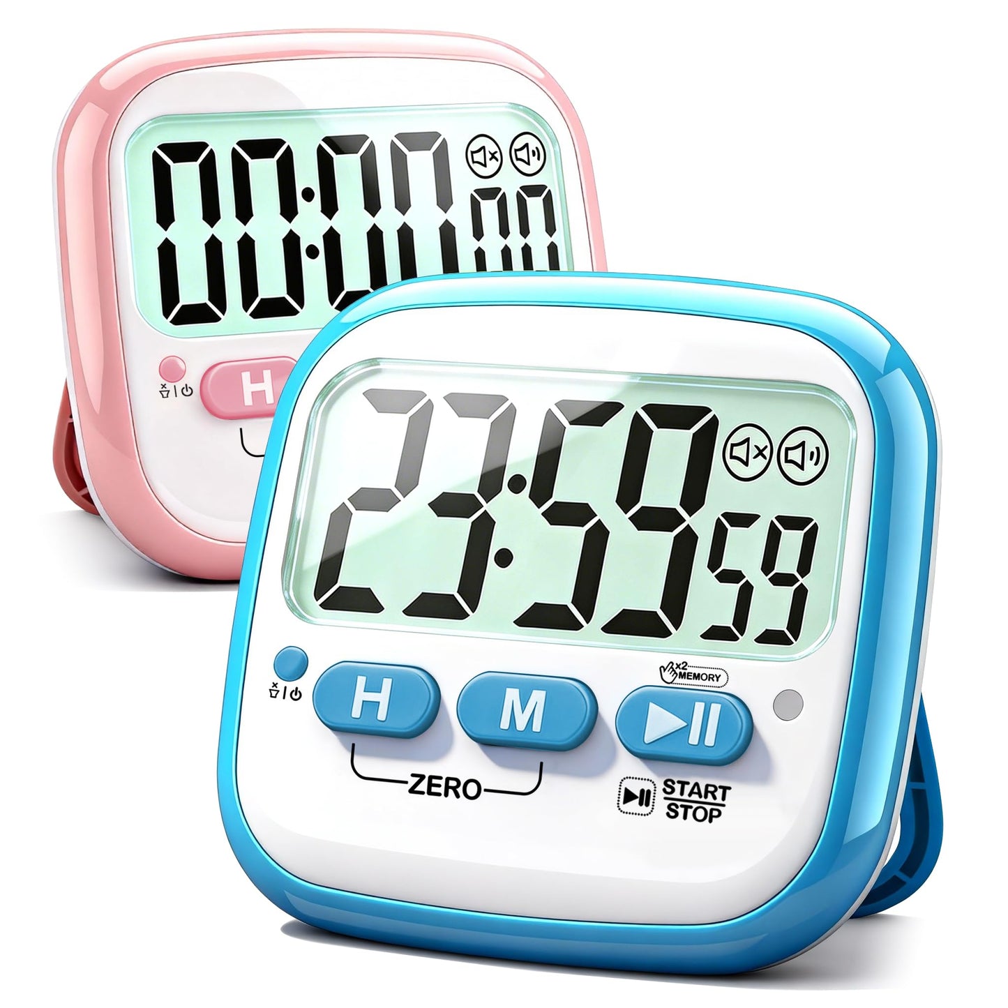 Antonki 2 Pack Classroom Timers for Kids Teachers, Magnetic Countdown Digital Kitchen Timer for Cooking, Study, Exercise, Games, Time Mangement - Loud/Silent Mode - Battery Included