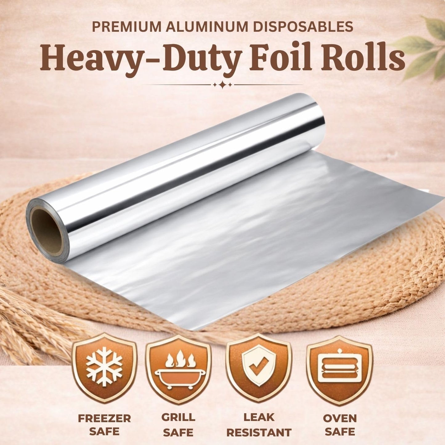 Urban Box Co. 12"x1000' Standard Aluminum Foil Roll Commercial-Grade Silver Wrap for Food Service, Catering, Baking & Home Use. Durable, Tear-Resistant, Heat-Safe Industrial Foil Roll