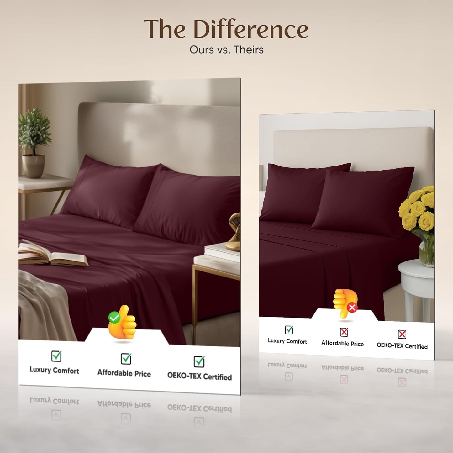 Utopia Bedding King Size Sheet Set - Soft & Breathable 4-Piece Microfiber Bed Sheets | Oeko-Tex Certified (Burgundy)
