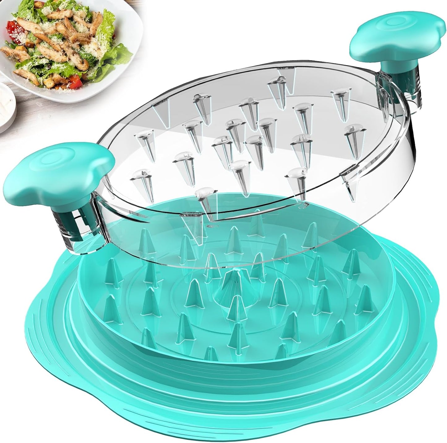 SURETIVIAN Chicken Shredder - Ergonomic Meat Shredder Tool with Brush & Fork | BPA-Free, Mint Green