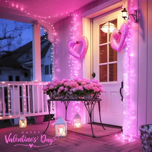 JMEXSUSS 2 Pack Pink String Lights Battery Operated Rope Lights Outdoor, 33ft 100 LED Battery Powered Christmas Lights with Remote, 8 Modes Pink Fairy Light for Garden Party Valentines Day Decorations