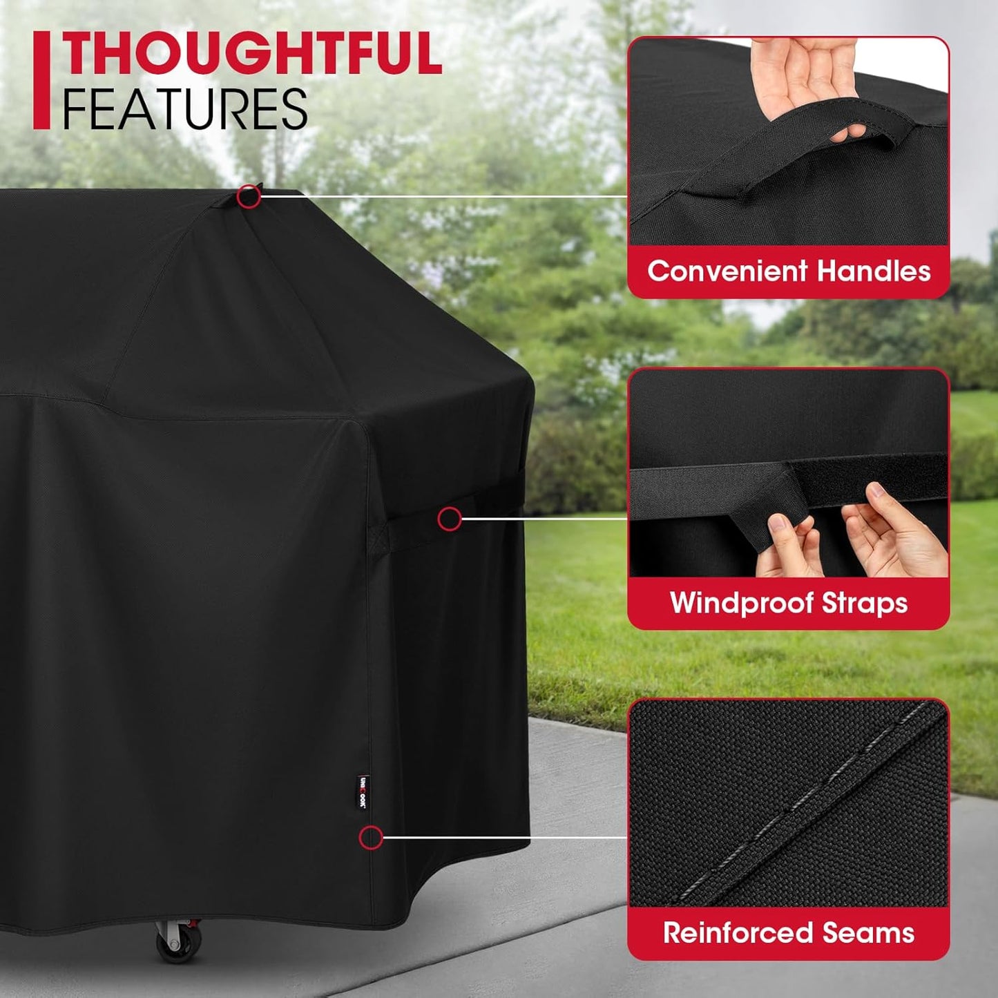 Unicook Grill Cover - Heavy Duty Waterproof BBQ Protector for Weber Genesis 400 Series | Fits Grills Up to 69 Inches Wide
