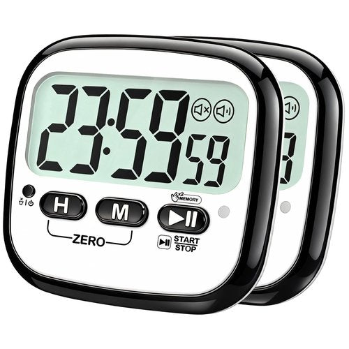 AyayaBoss 2-Pack Magnetic Kitchen Timers for Cooking, Digital Stop Watch Countdown Timer for Kids, Teachers, Classroom, Office, Exercise - Battery Included