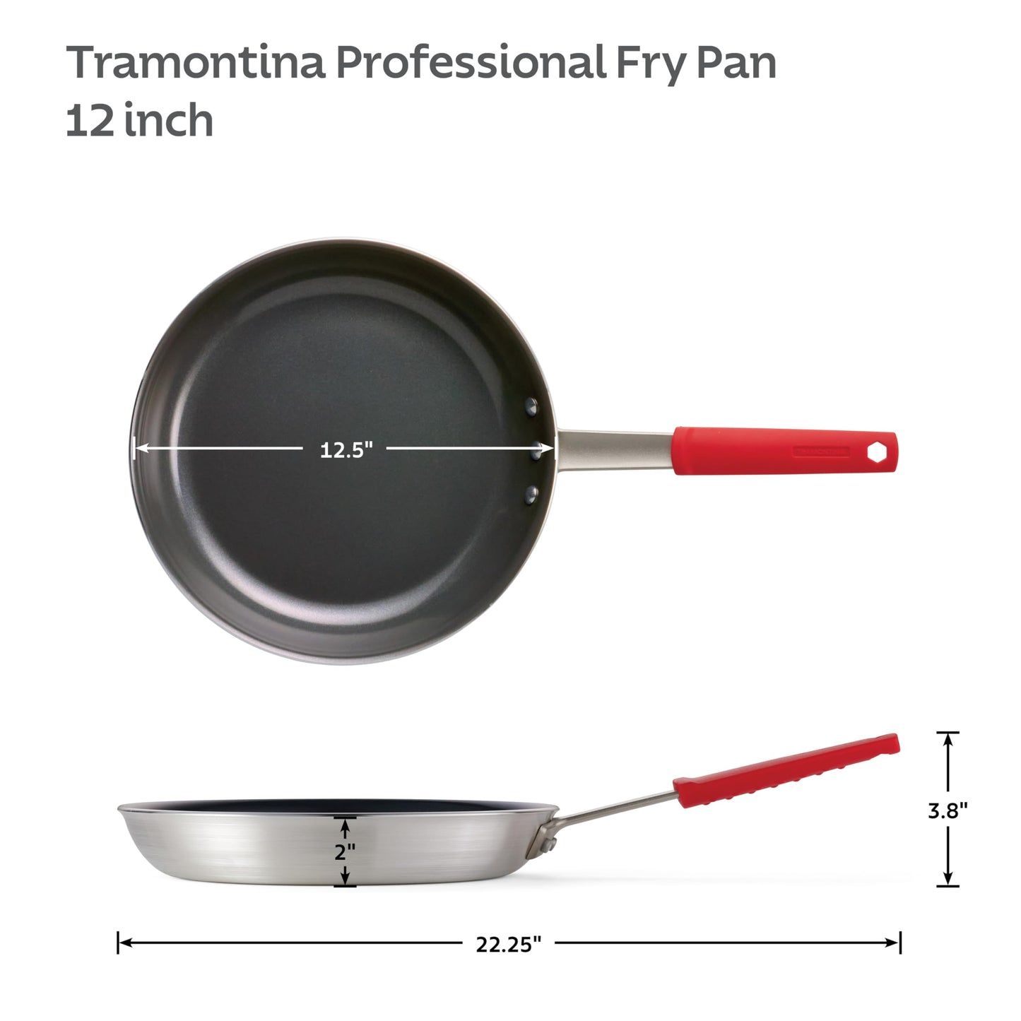 Tramontina Professional 12-Inch Ceramic Non Stick Large Frying Pan, Heavy-Gauge Aluminum Skillet with Ceramic Nonstick Coating, Dishwasher and Oven Safe, Black