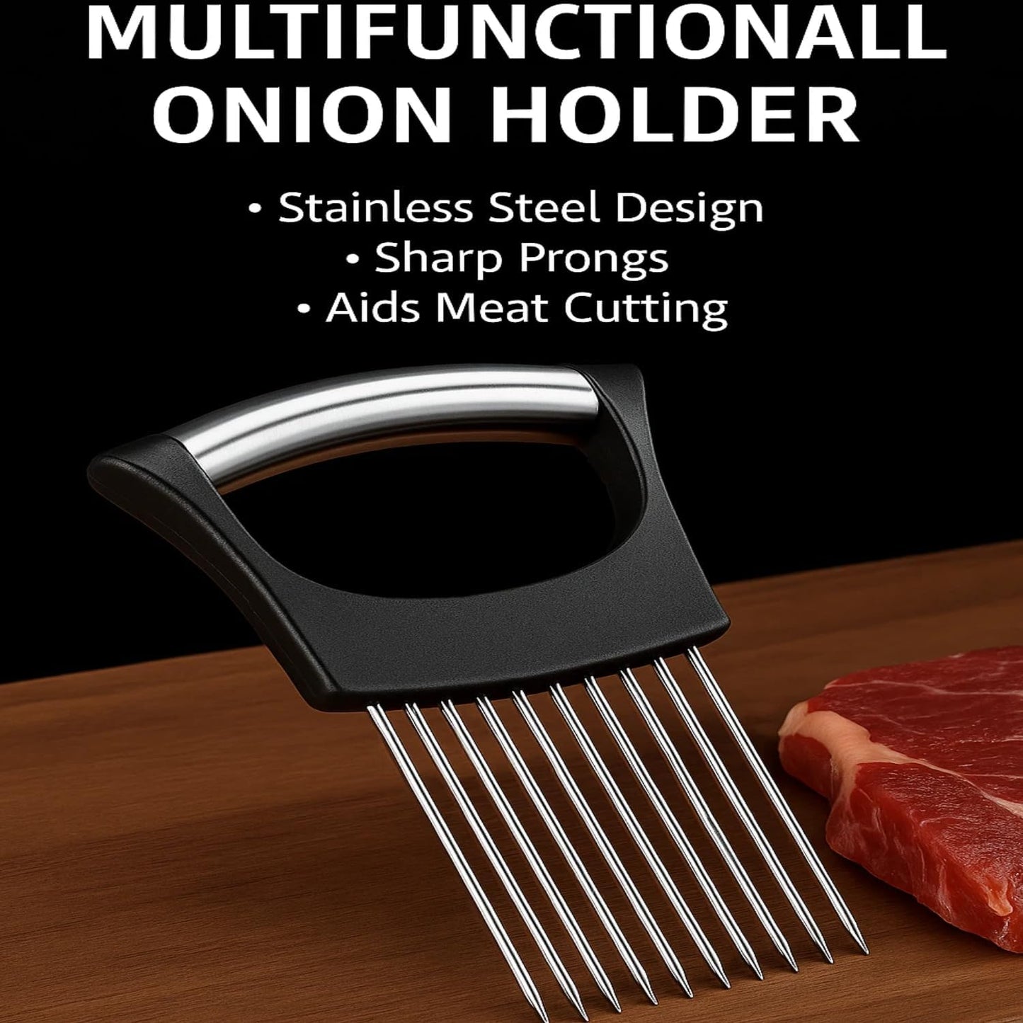 Skiennix Onion Slicer - Upgraded Chopper Tool for Effortless Slicing of Vegetables & Meat | Black
