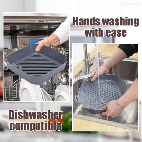 Golden Associate Silicone Liners - Non-Stick Reusable Air Fryer Basket | 2 Pcs, 9" Top Size, Food-Grade