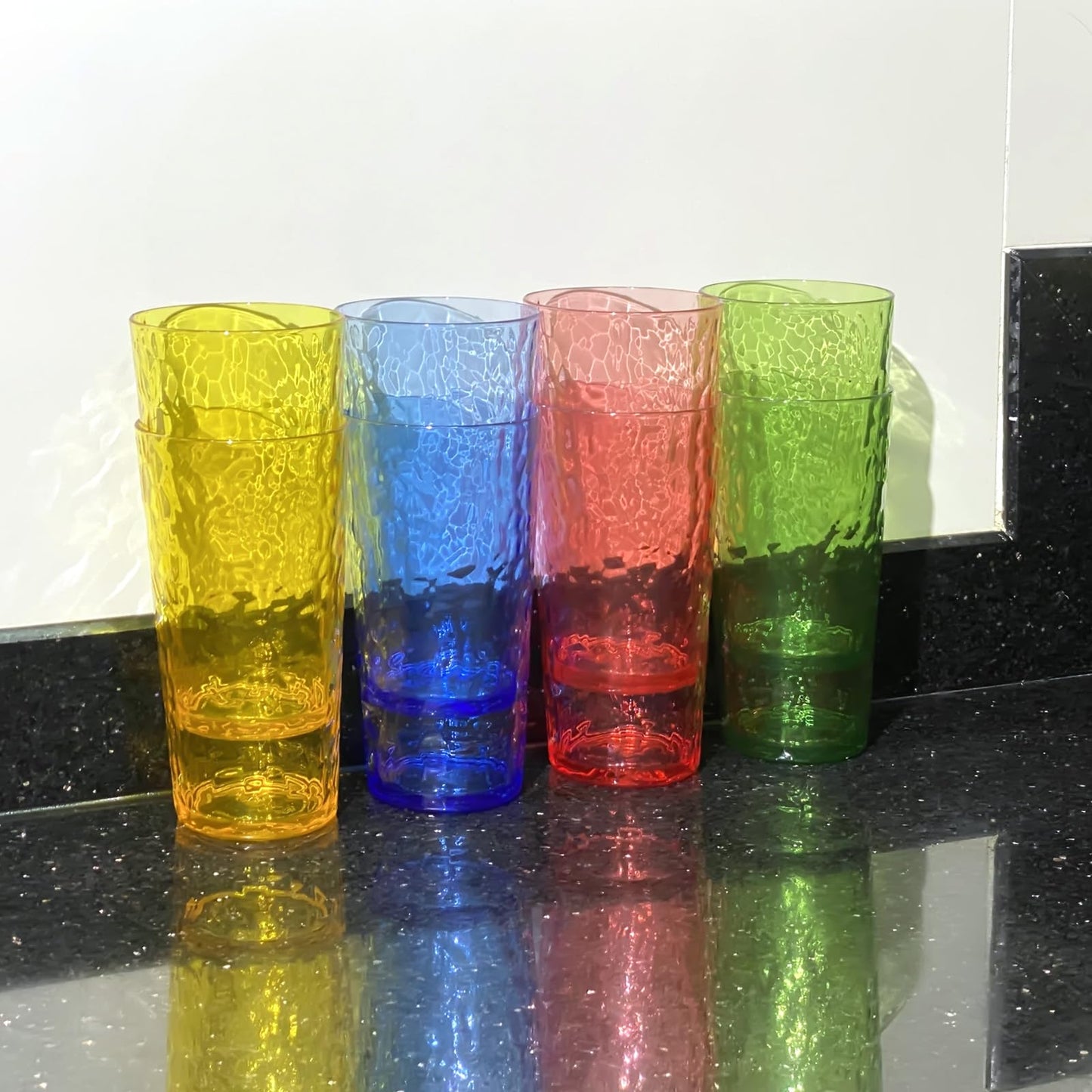 Yanglonghui 24-Ounce Plastic Tumblers (Set of 8), Reusable Plastic Mugs, BPA-Free Acrylic to Drink Mugs, Shatter Resistant, Textured Interior, Dishwasher Safe (Multi Color, 24 Ounce)