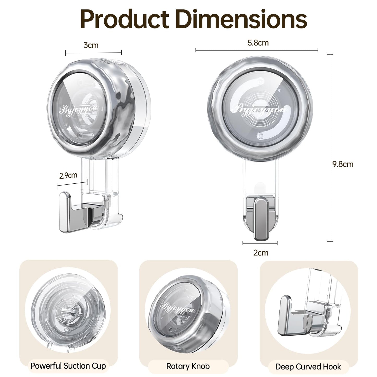 Nicespce Heavy Duty Suction Cup Hooks, Strong Suction Hanger for Wreath, Shower, Window & Glass Door. Waterproof Outdoor Hooks for Bathroom Wall Hanging - Removable, No Drilling