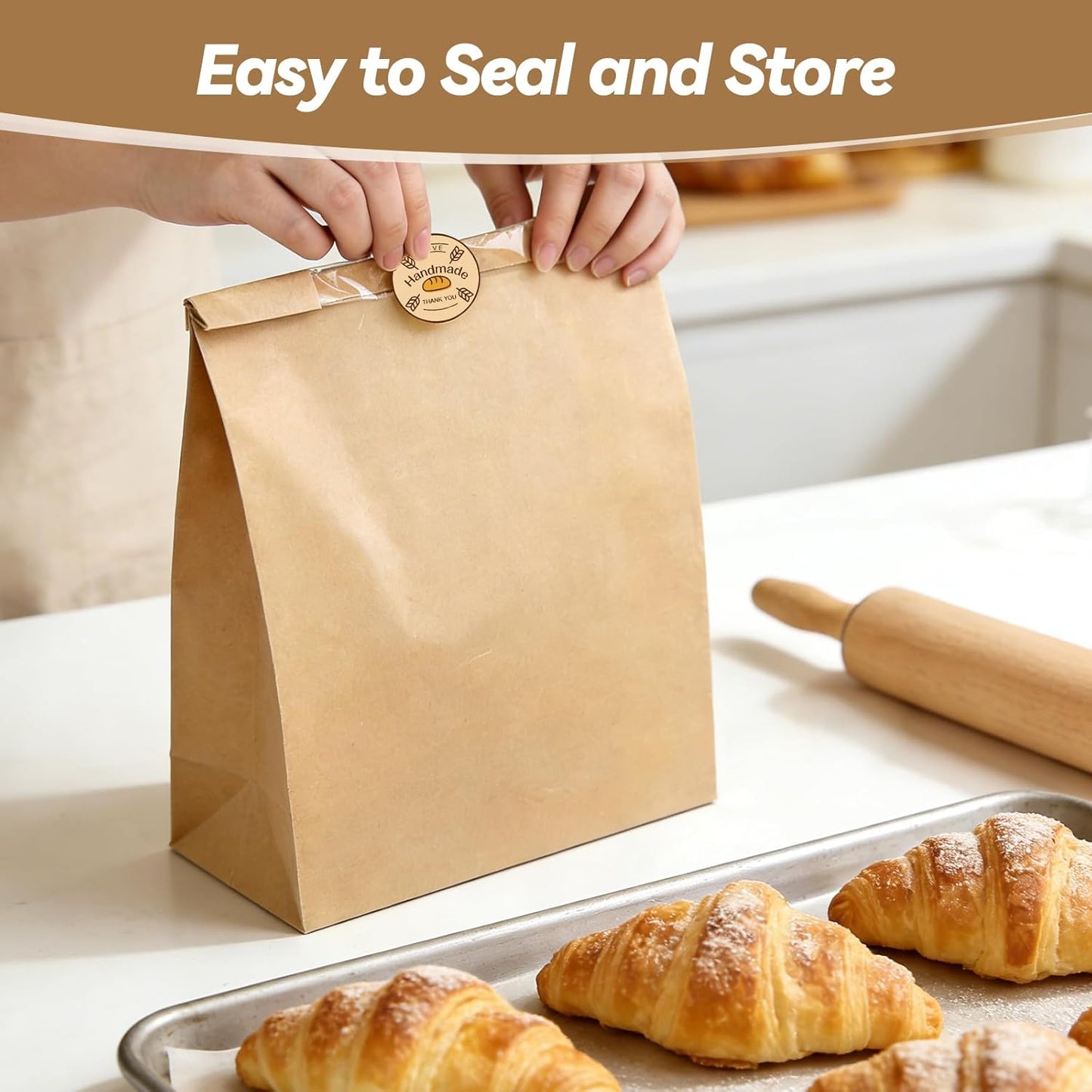 Tripho Bread Bags - 100 Pcs Clear Window Sourdough Storage Bags with 120 Stickers | Ideal for Cookies & Snacks