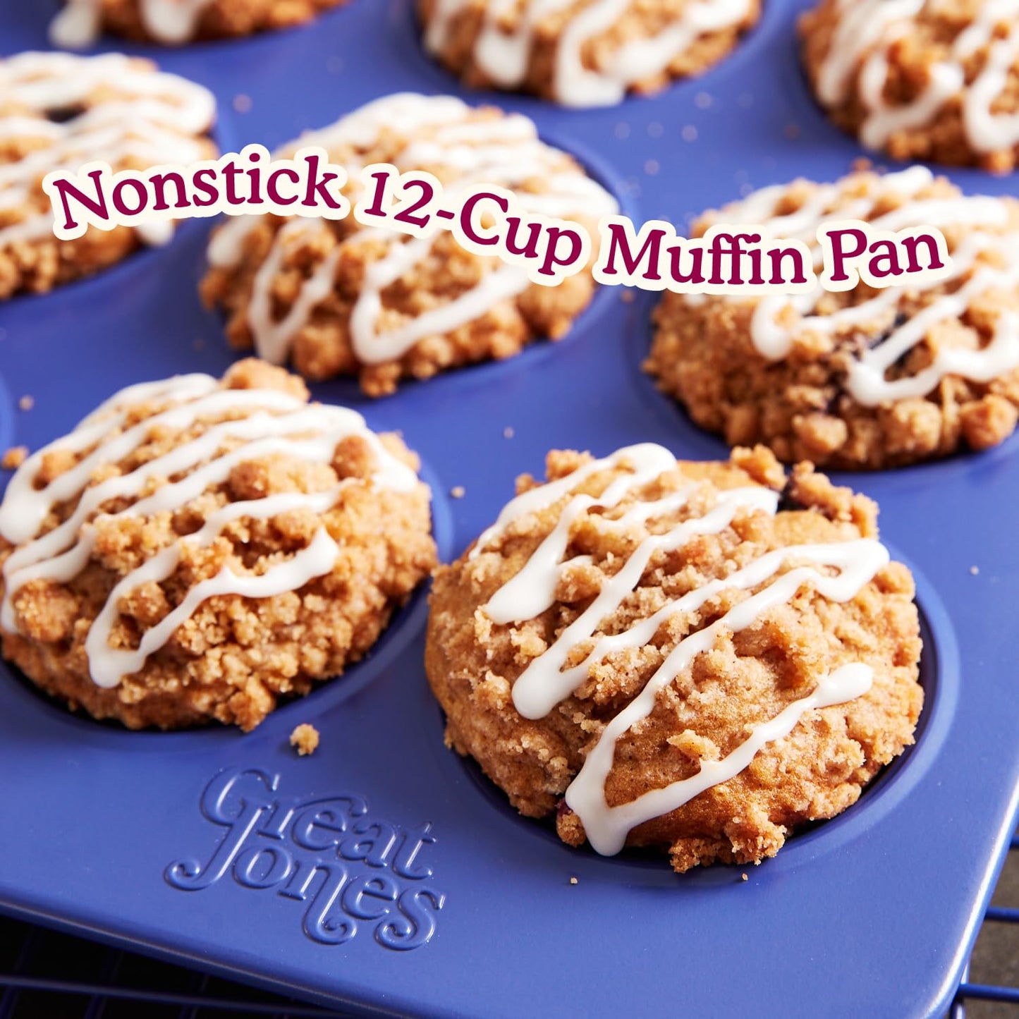 Great Jones Stud Muffin (Raspberry) | Nonstick 12-Cup Muffin Pan | Dual-Layer Nonstick Coating | Chemical-Free & Nontoxic | Oven-Safe to 450°F | Warp-Resistant & Easy Cleanup