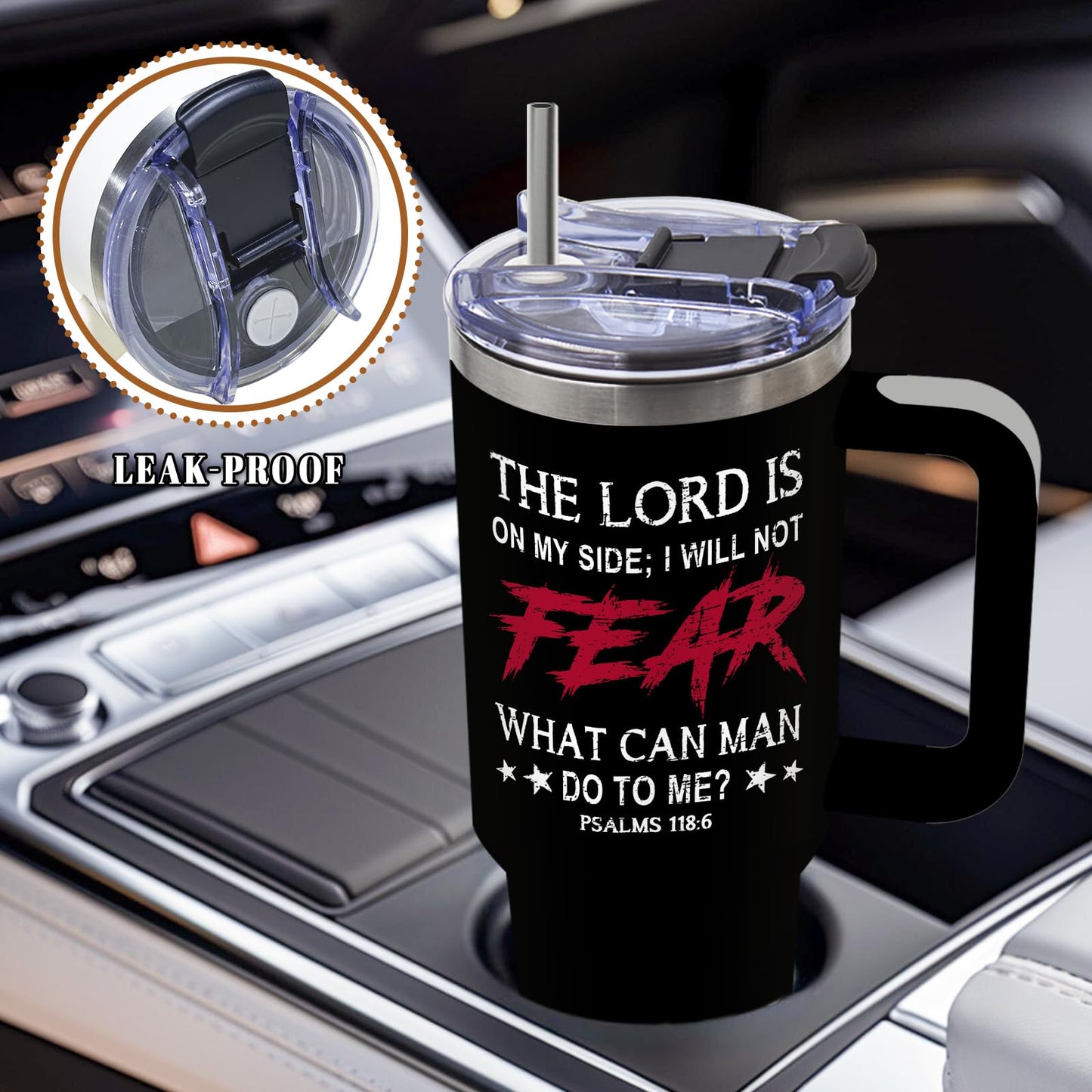 DUUV Christian Gifts for Men, Jesus Christian Tumbler 40 Oz, Inspirational Religious Gifts for Men, Spiritual Bible Verse Catholic Gift for Christmas Thanksgiving, Faith Over Fear Gift Tumbler, 1PCS